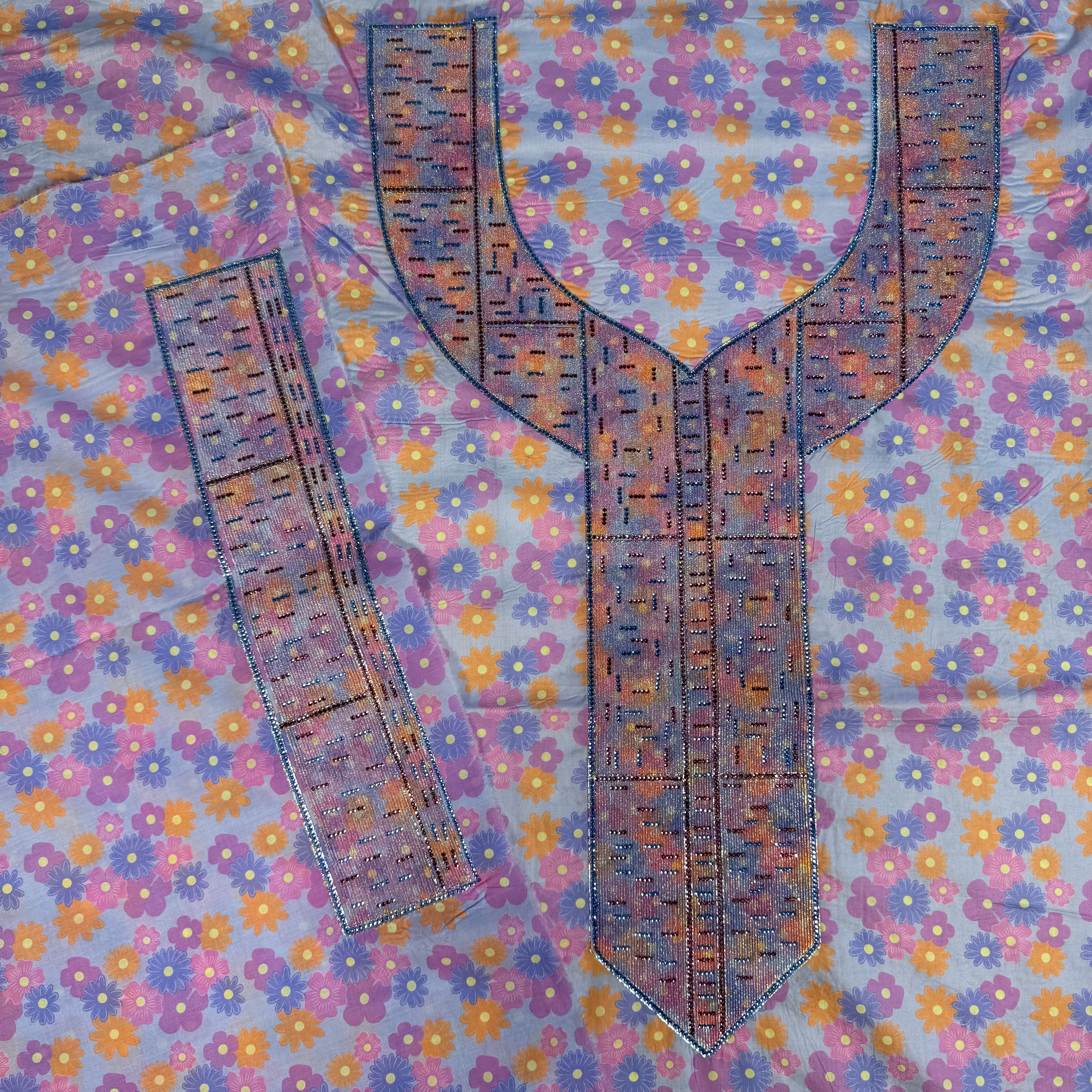 Laser-cut embellished kaftan dress