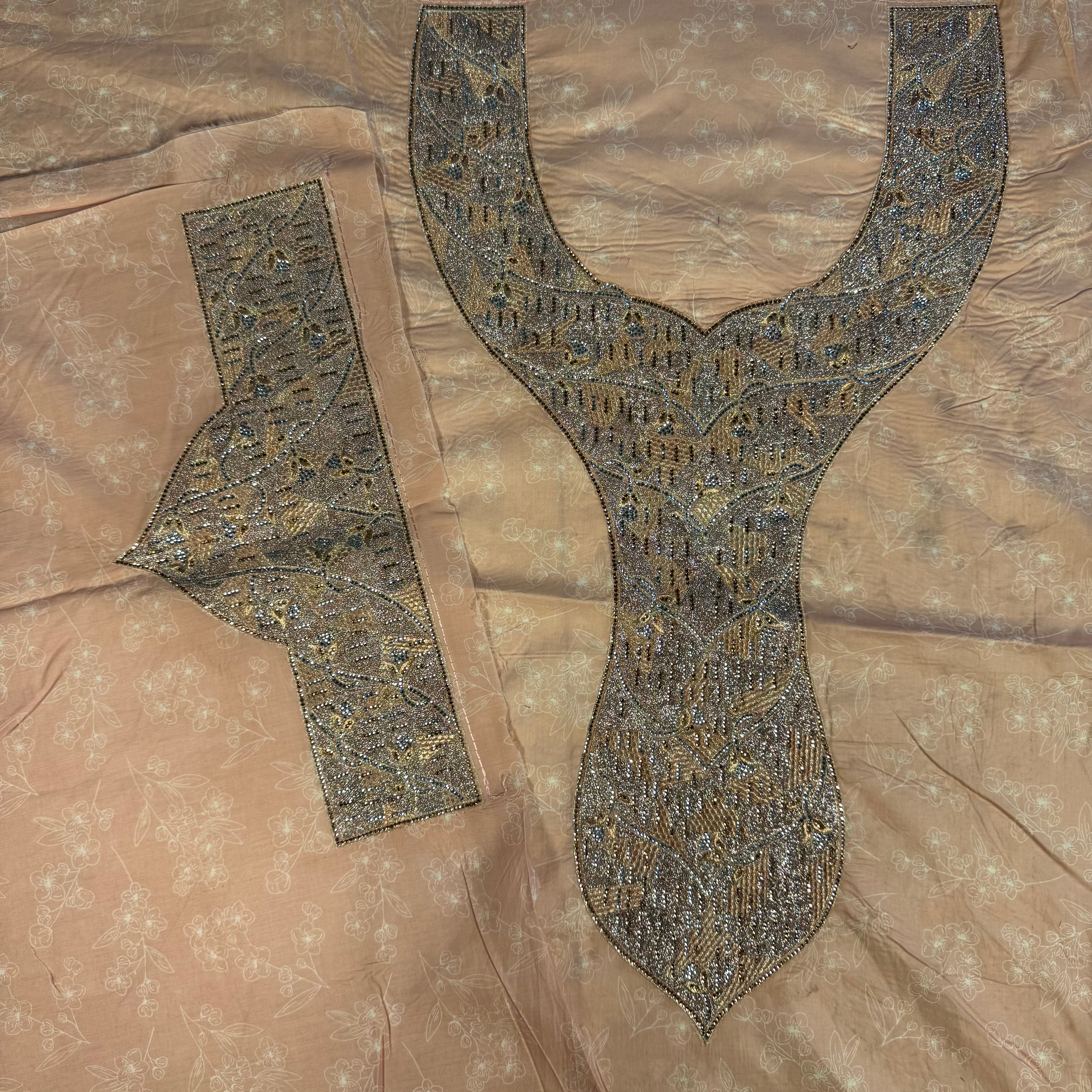 Laser cut dress with crystals and print