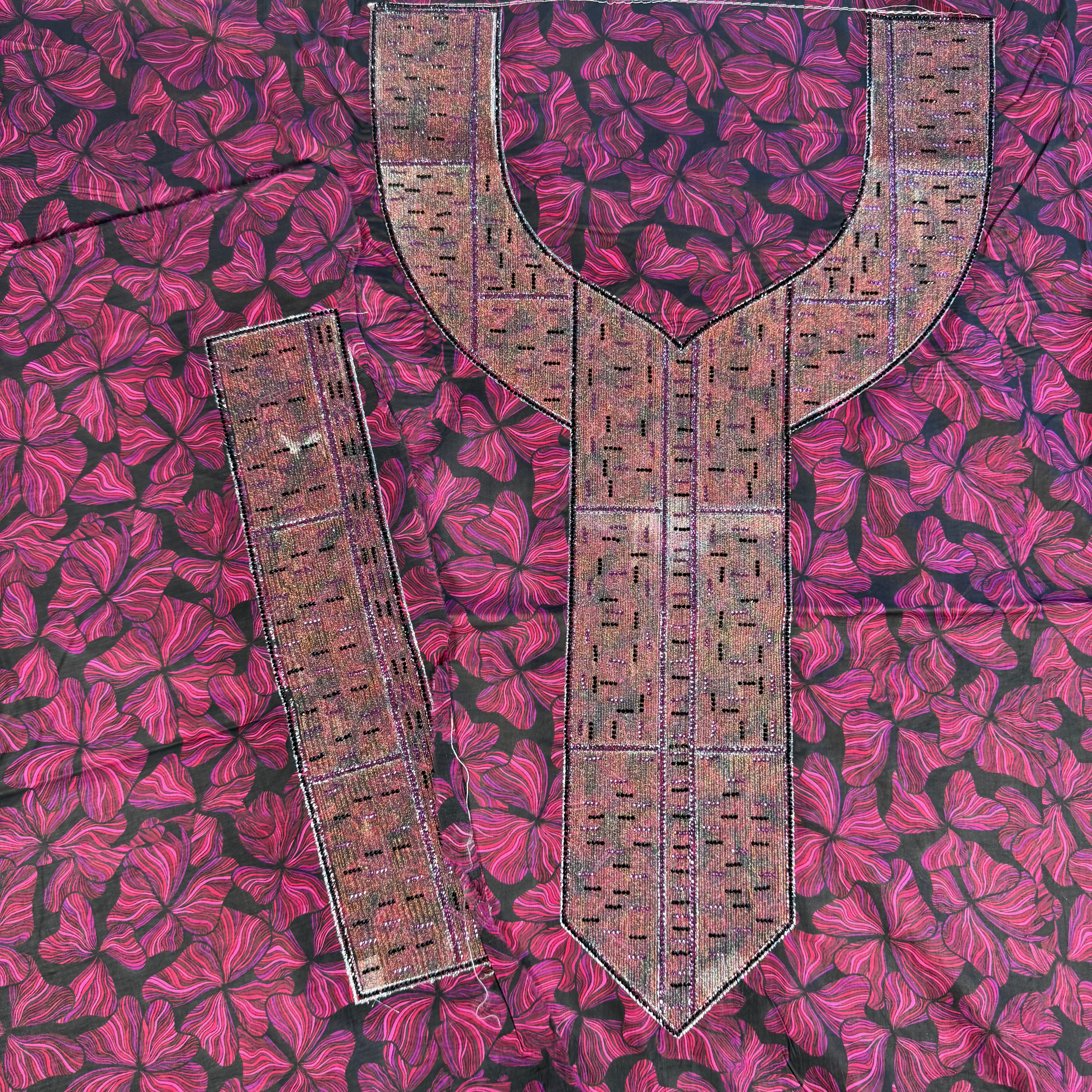 Laser-cut jalabiya with printed stones