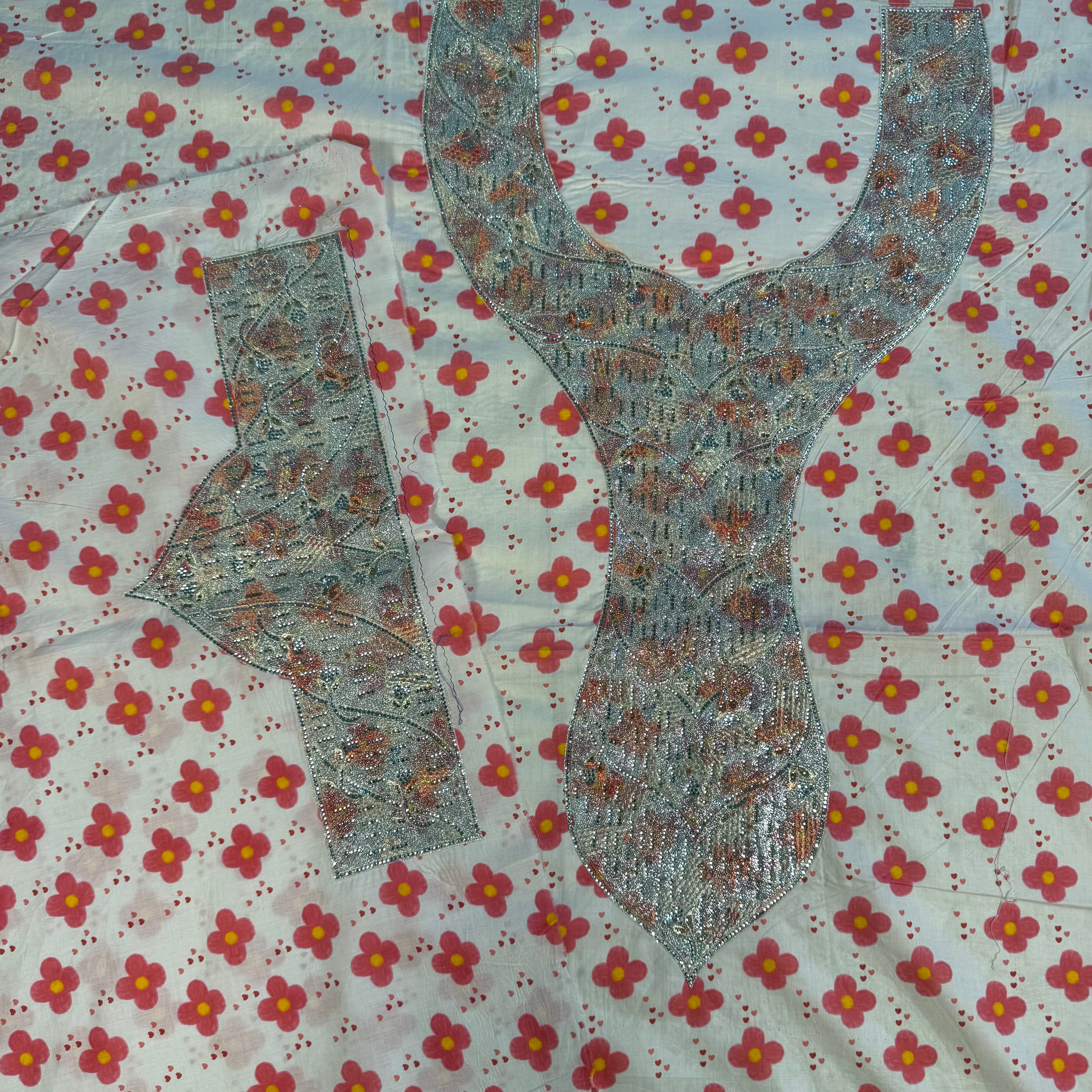Laser cut studded abaya with print