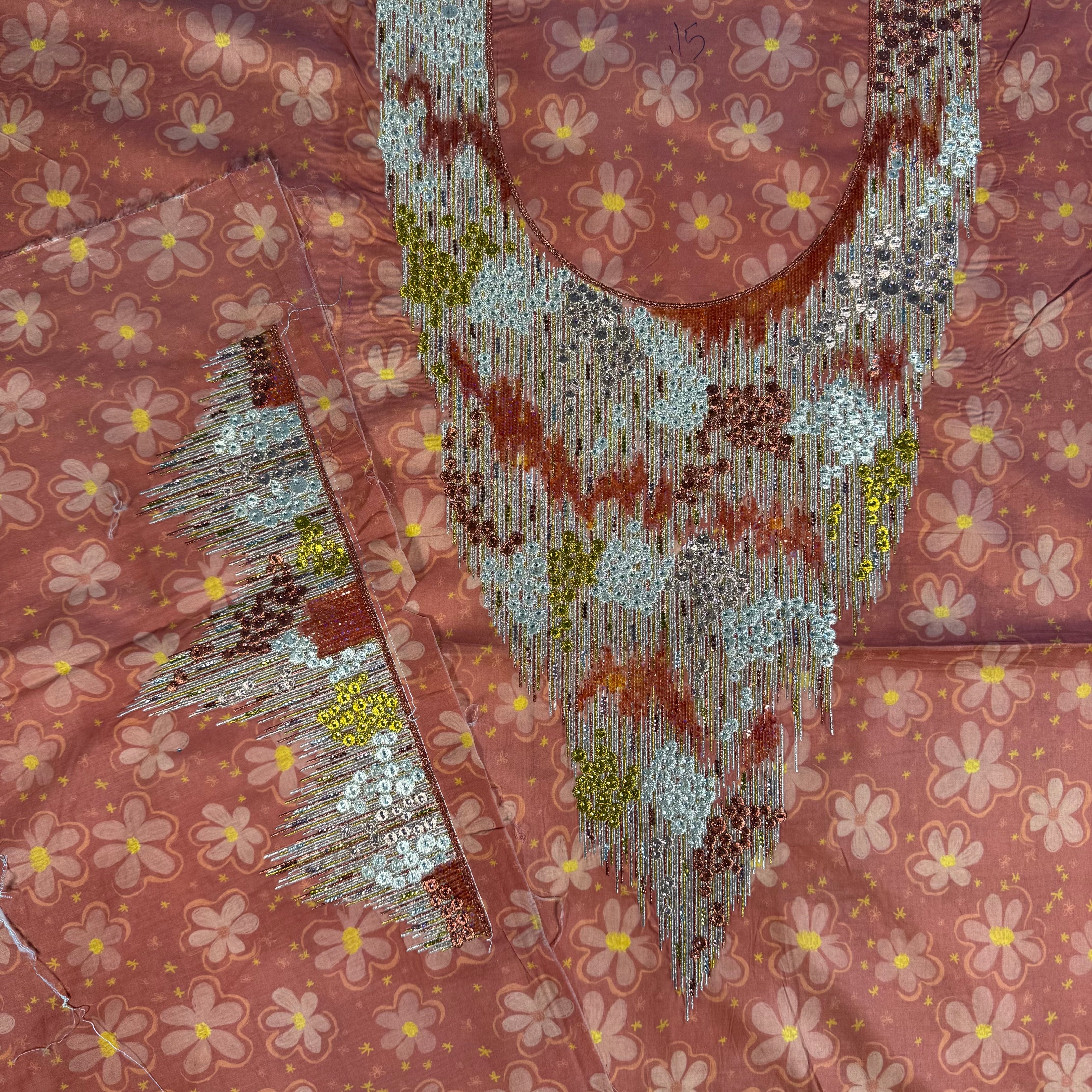Laser-cut مخور with patterned beads