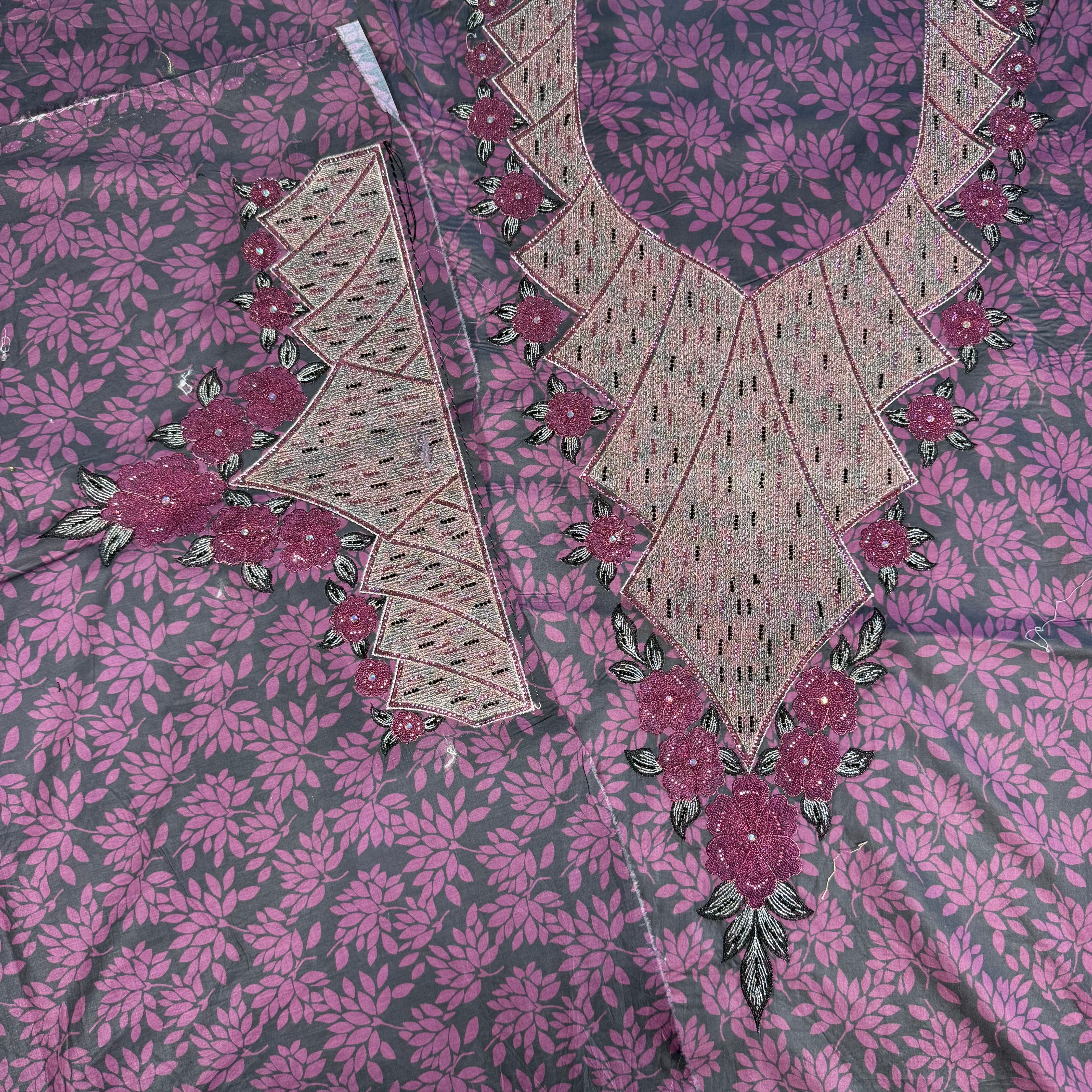 Laser cut Abaya with printed beads
